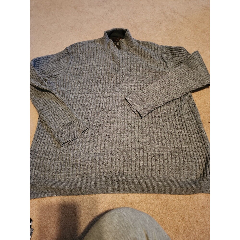 Tasso Elba mens 1/4 zip gray cotton pullover sweater XL